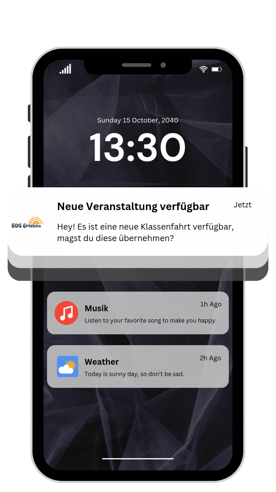 Vorschau der digitalen EOS-Erleben-Organisation auf dem Smartphone